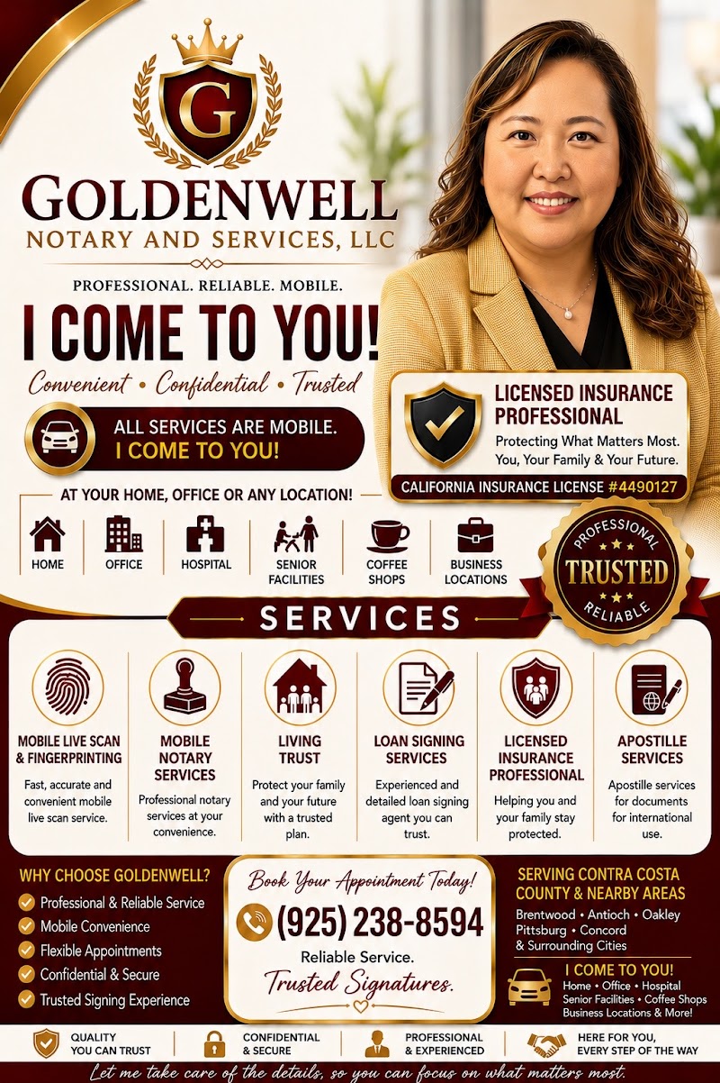 Photo of GoldenWell Notary and Services,LLC.(Mobile Notary & Live Scan ) By: Maria Lourdes Walker